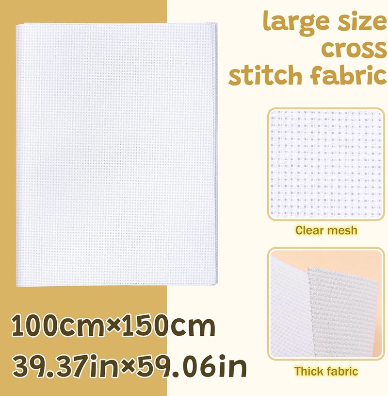 Dercuy Cross Stitch Fabric, 14 Count Embroidery Fabric, 59 * 39 Inch White Cross Stitch Cloth for Home DIY Embroidery Decoration - Image 2
